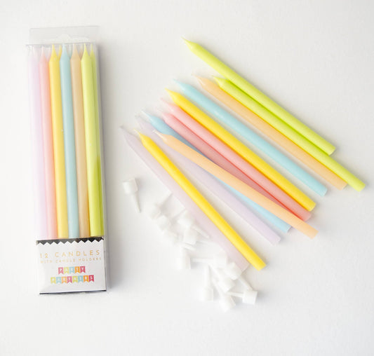 Pastel Rainbow Gradient Birthday Candle Set - 12pk