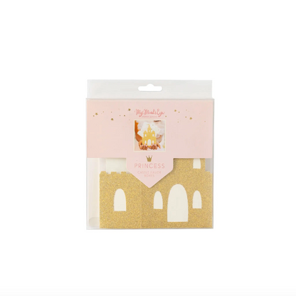 Princess Party Gold Glitter Castle Favor Boxes - 8pk