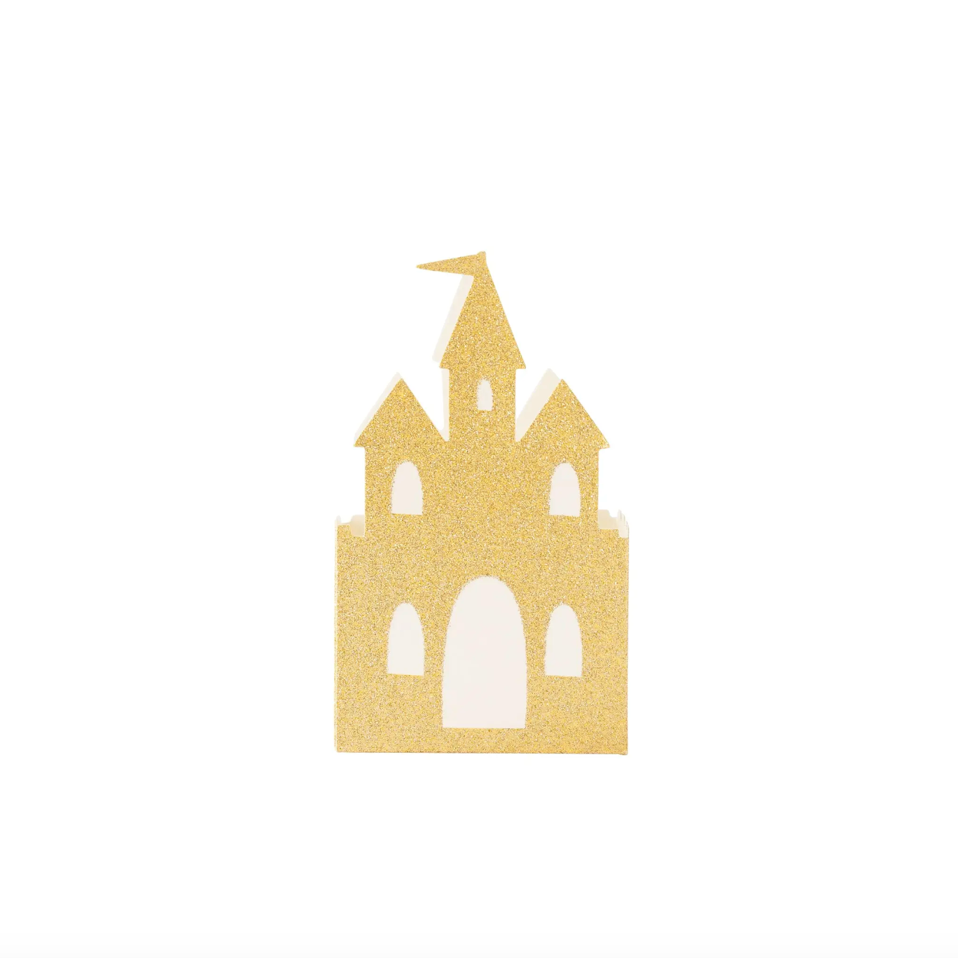 Princess Party Gold Glitter Castle Favor Boxes - 8pk