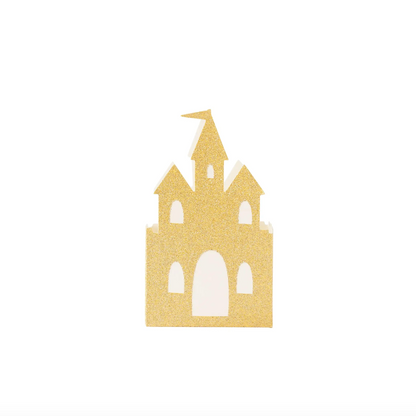 Princess Party Gold Glitter Castle Favor Boxes - 8pk