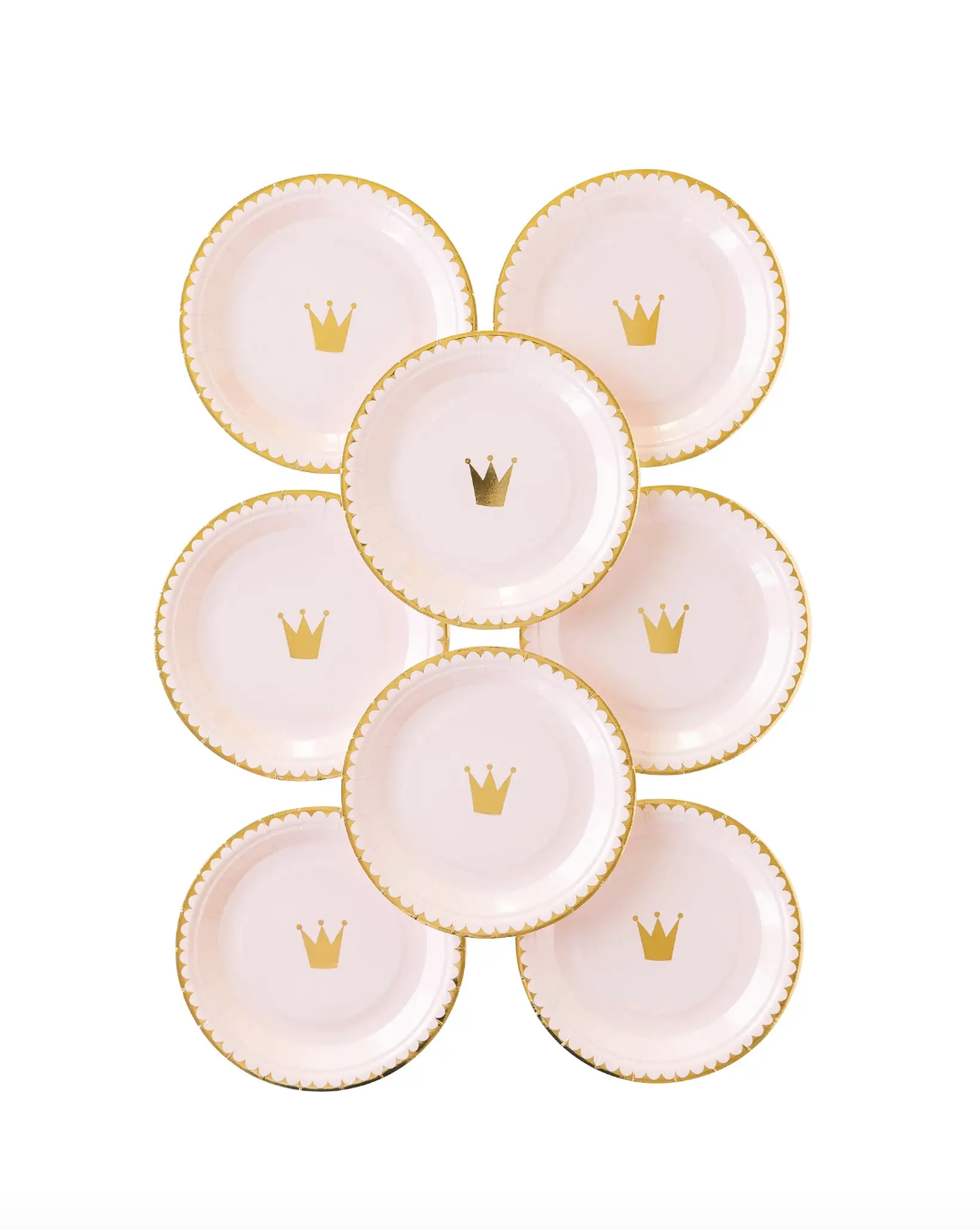 Pink Princess Crown Small Party Plates - 8pk