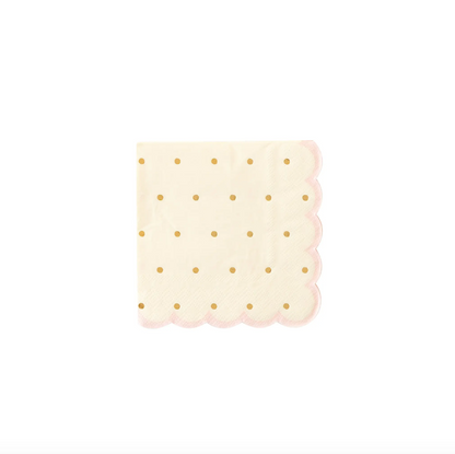 Princess Polka Dot Scalloped Cocktail Napkins - 18pk