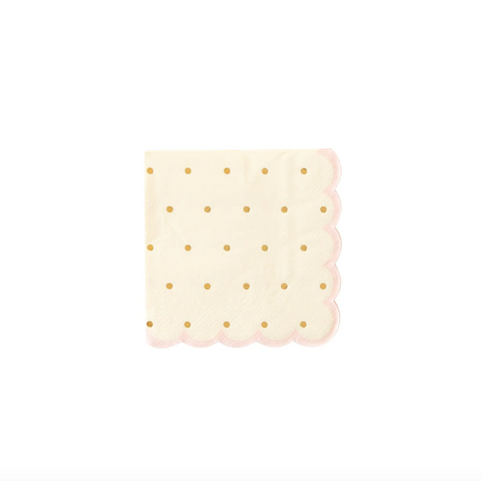 Princess Polka Dot Scalloped Cocktail Napkins - 18pk