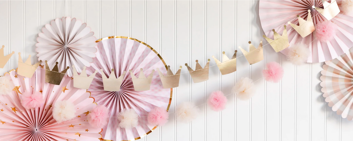 Princess Crown and Pom Pom Tulle Banner Set