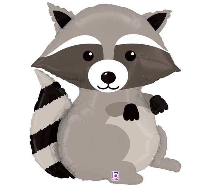 Cute Gray, White & Black Raccoon Woodland Creature Shaped Foil Balloon