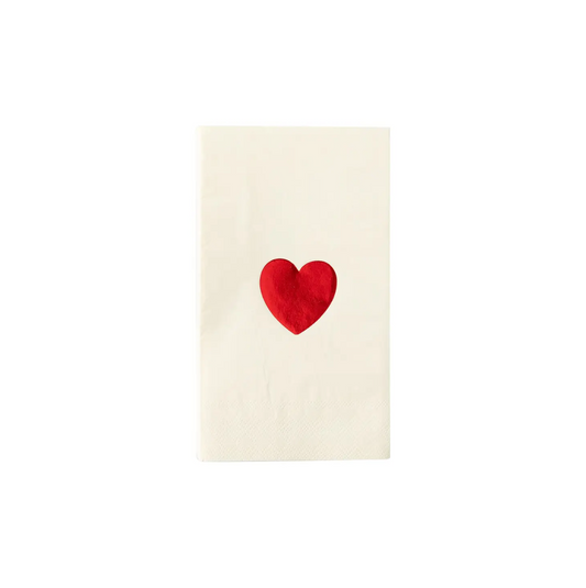 Valentine Red Foil Heart Guest Napkins - 18pk