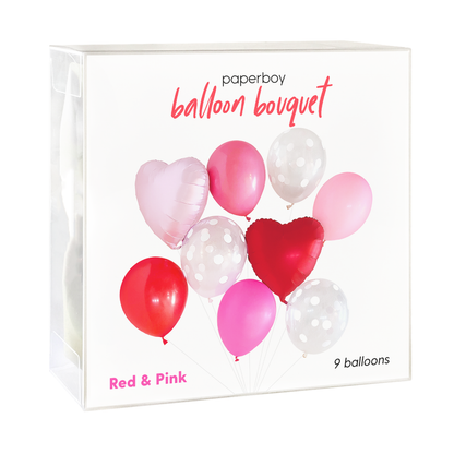 Balloon Bouquet - Pink & Red with Hearts (Valentine's)