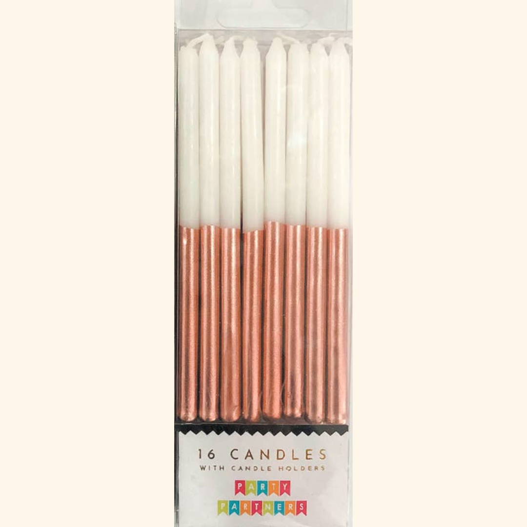 Rose Gold Metallic Dip Birthday Candle set - 16 pack