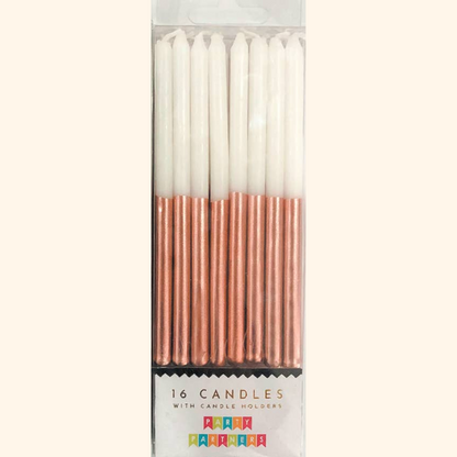 Rose Gold Metallic Dip Birthday Candle set - 16 pack