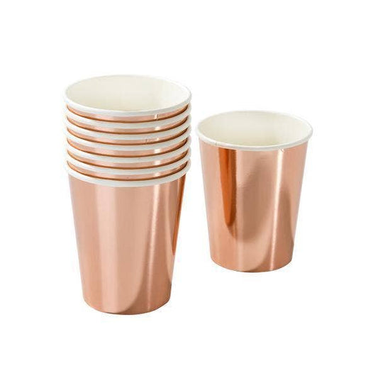 Rose Gold Metallic Paper Party Cups - 8pk