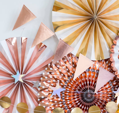 Rose Gold Basic Party Fan Set