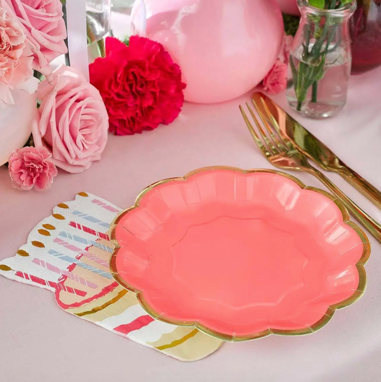 Rose Pink Assorted 7" Paper Party Plates - 12pk