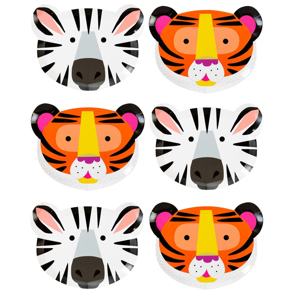 Safari Animal Face Party Plates - 12pk