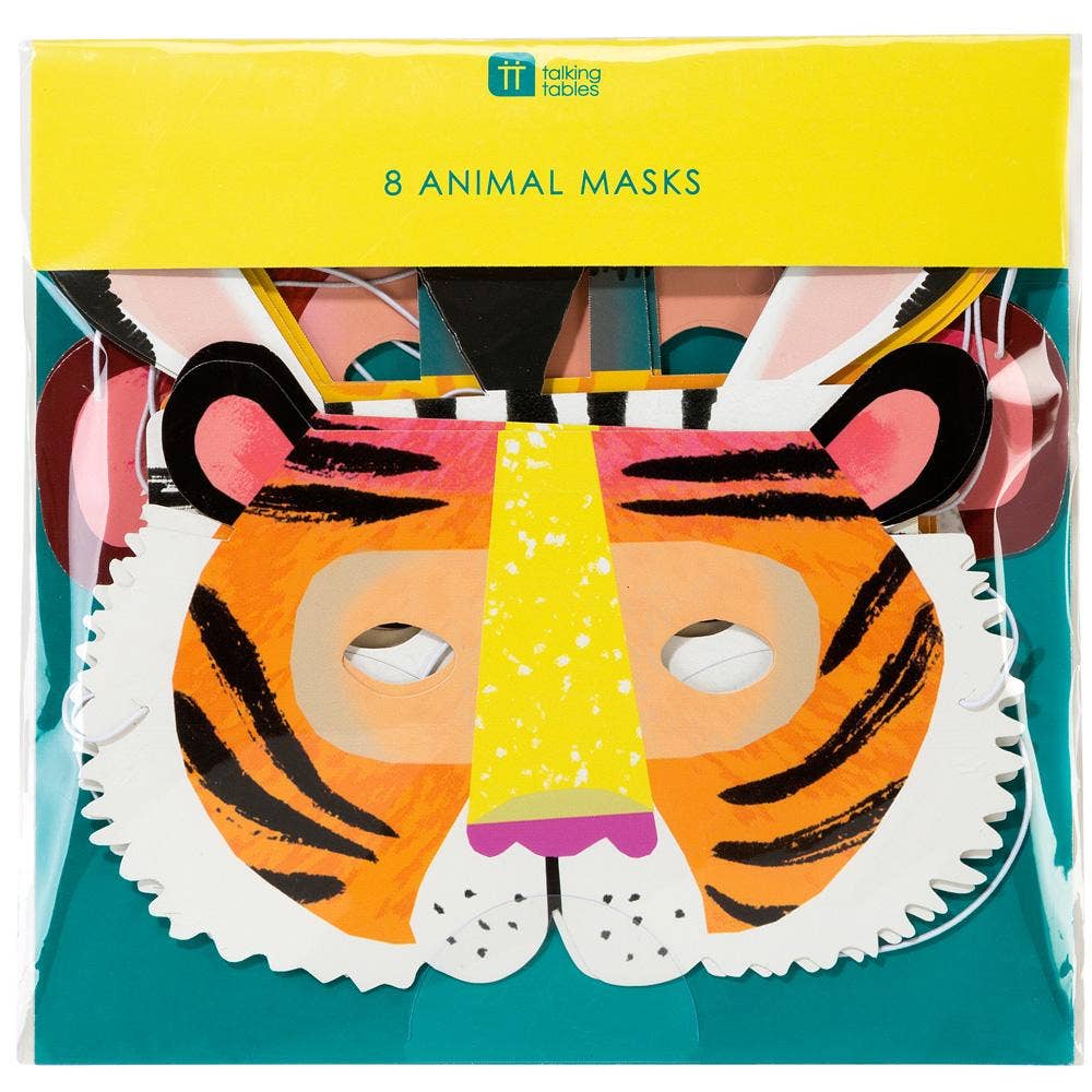 Party Animal Safari Assorted Paper Masks - 8pk