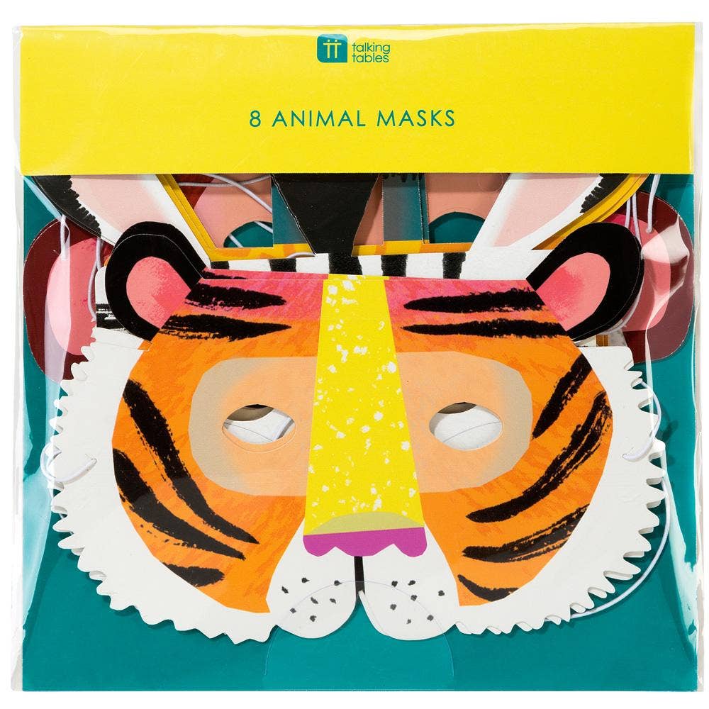 Party Animal Safari Assorted Paper Masks - 8 Pack