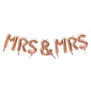 Rose Gold Mylar Foil Balloon Banner - Mr & Mrs