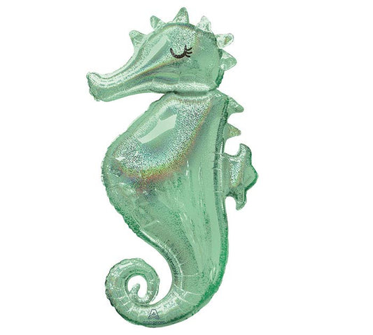 Mermaid Theme Seahorse Shape Packaged Foil Balloon 38"