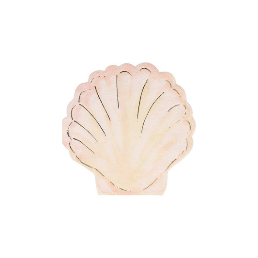 Watercolor Clam Seashell Paper Napkins - 16pk