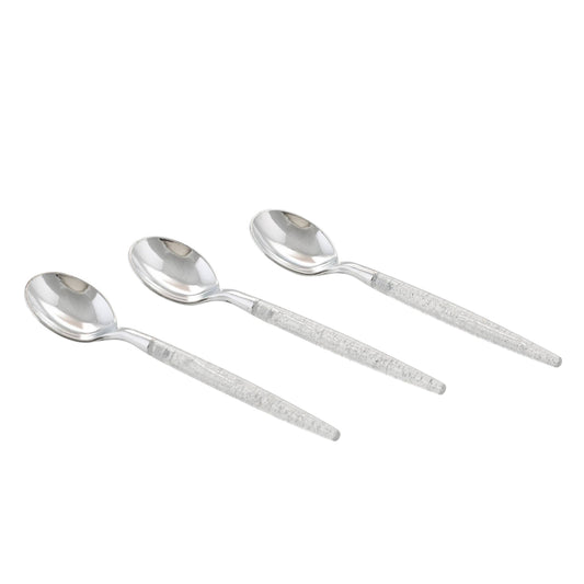 Silver Glitter Plastic Mini Spoons - 20pk