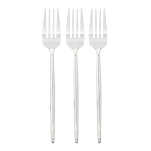Chic Round Premium Plastic Silver Forks | 20 Pieces