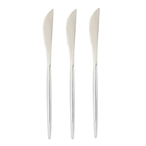 Chic Round Premium Plastic Silver Knives | 20 Pieces