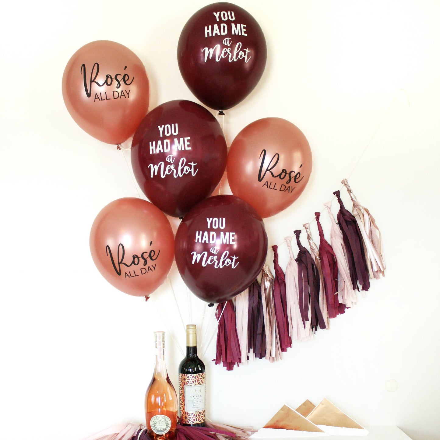 'You Had Me at Merlot' Burgundy Latex Balloons - 3pk