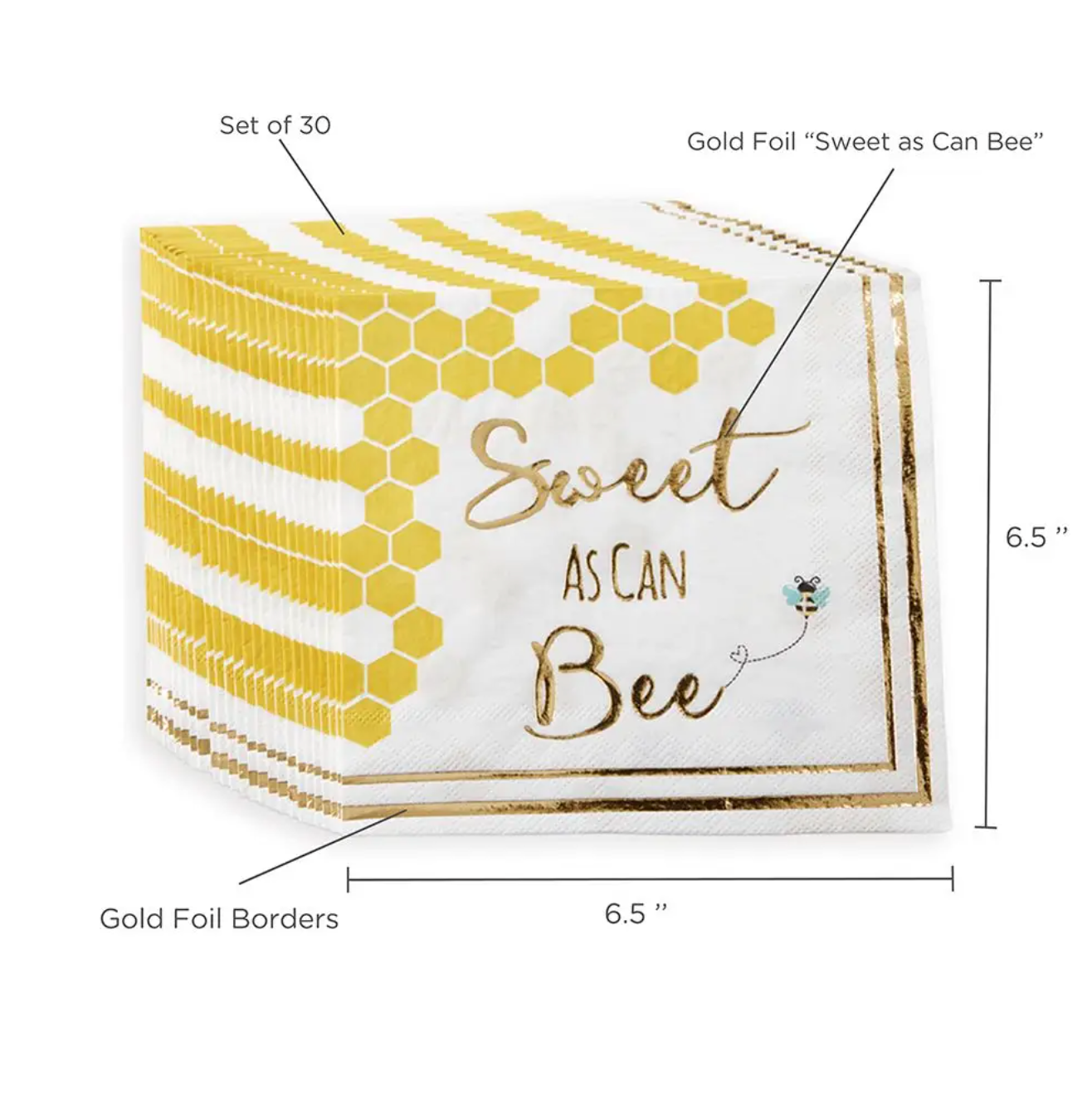 Sweet as Can Bee Paper Lunch Napkins - 30pk