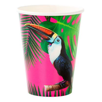 Tropical Bird Assorted Bright 12oz Paper Party Cups - 12pk