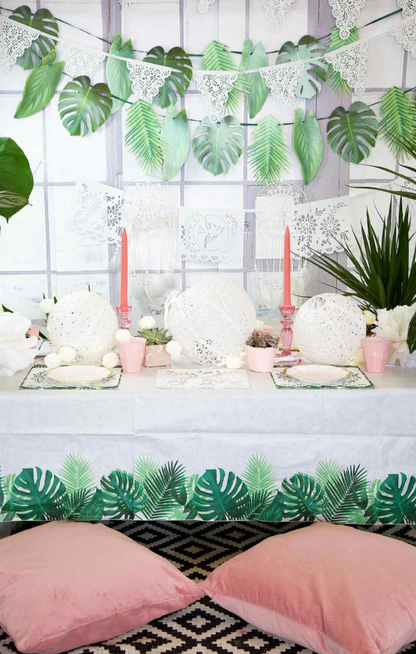 Tropical Palm Leaf Paper Table Cover