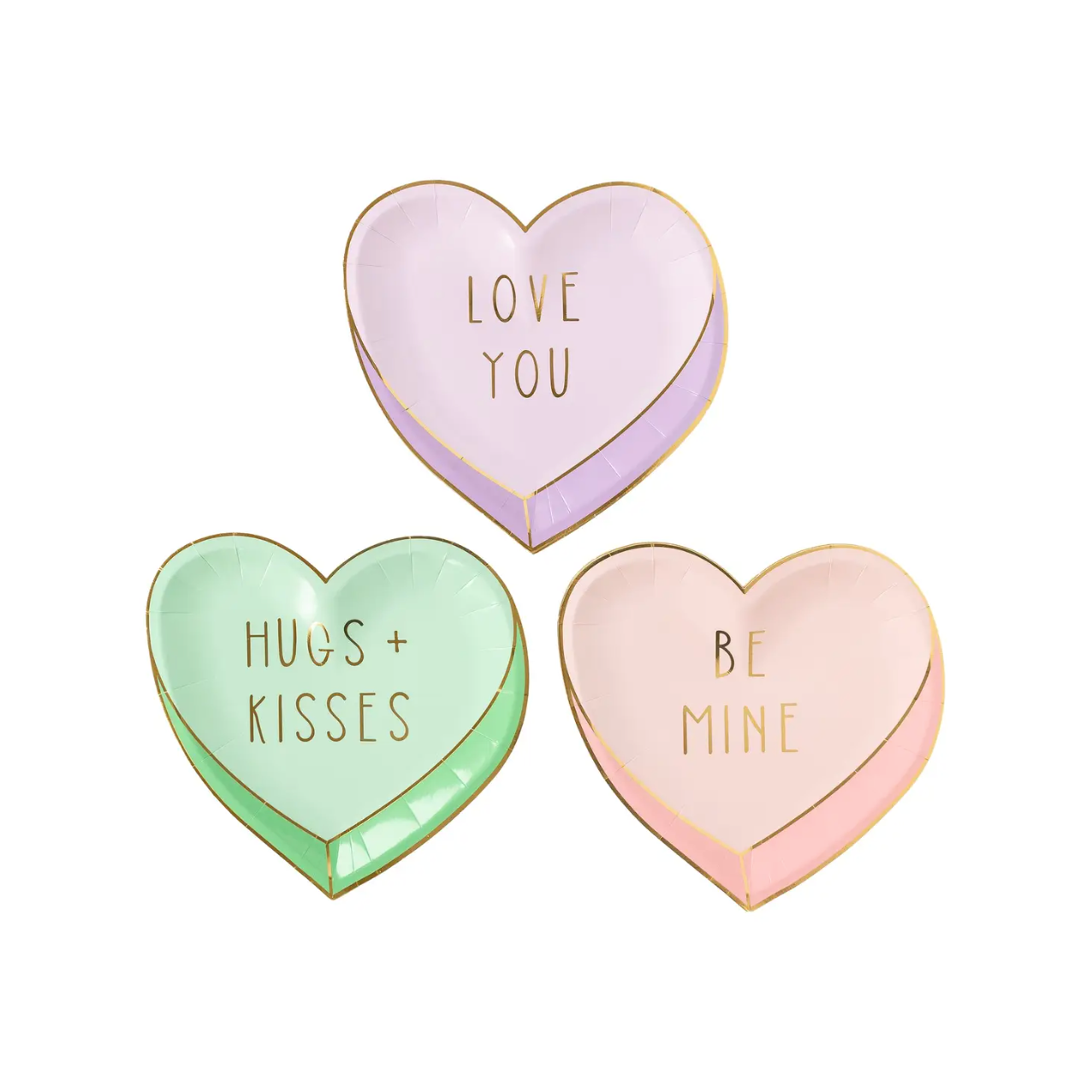 Pastel Conversation Candy Hearts Shaped Plate Set - 9pk