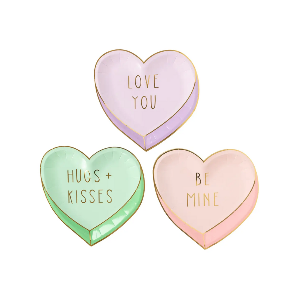 Conversation Candy Hearts Shaped Plate - Pastel