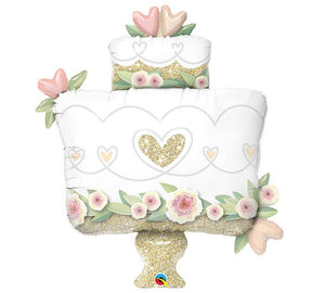 Glitter Gold Wedding Cake Packaged Foil Balloon - 41"