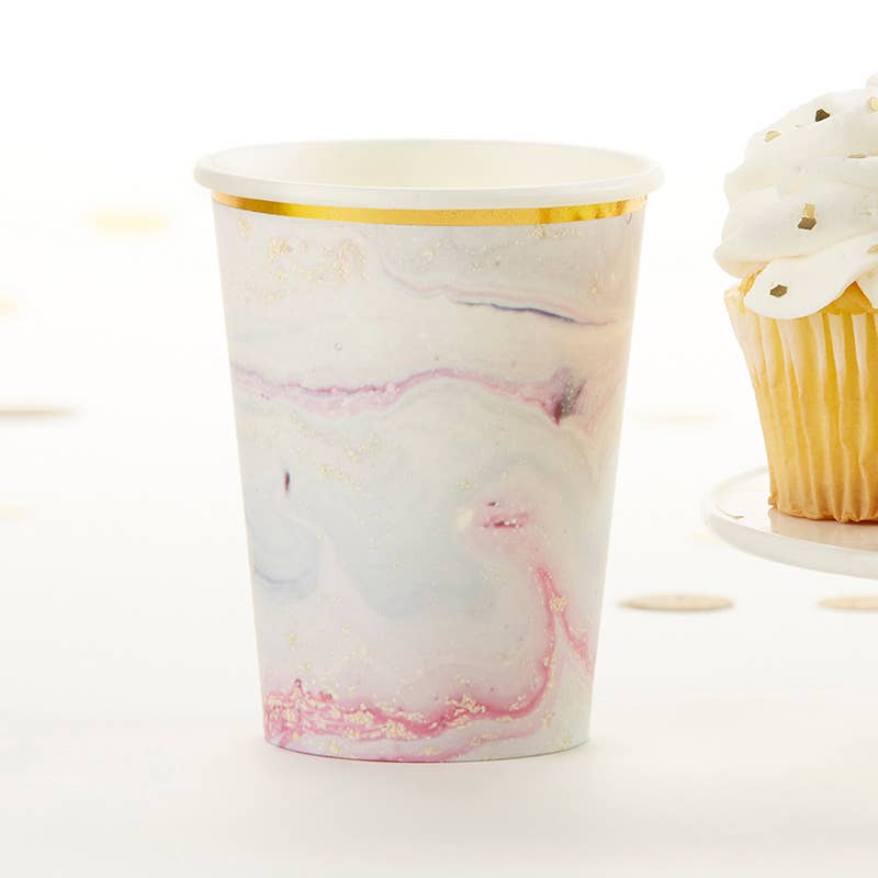 Whimsical Marbled 8 oz. Paper Cups – Très Chic Party Boutique