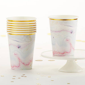 Whimsical Marbled 8 oz. Paper Cups (Set of 8)
