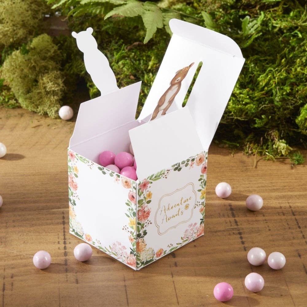 Woodland Animal Baby Shower Pink Floral Favor Boxes (Set of 24)