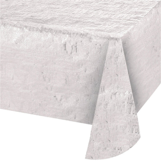 White Opalescent Textured Plastic Table Cover