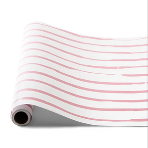Decorative Paper Party Table Runner - Dusty Rose Pink Stripe