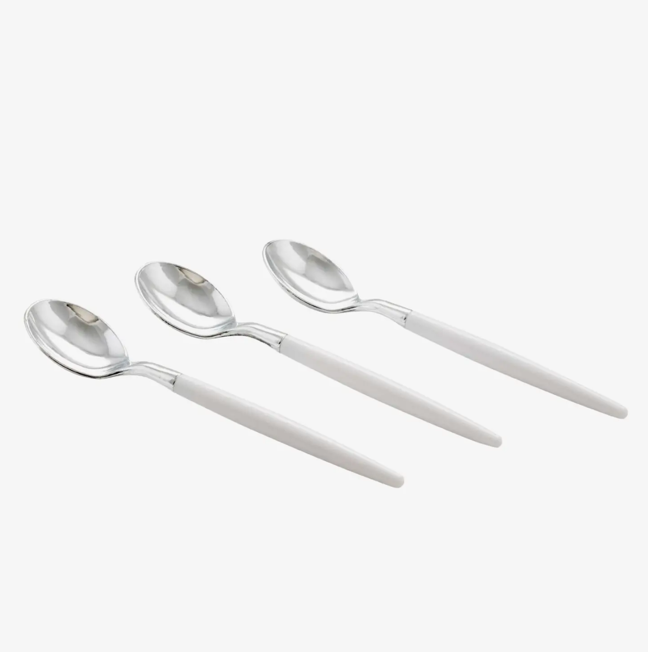 White Silver Plastic Mini Spoons | 20 Spoons