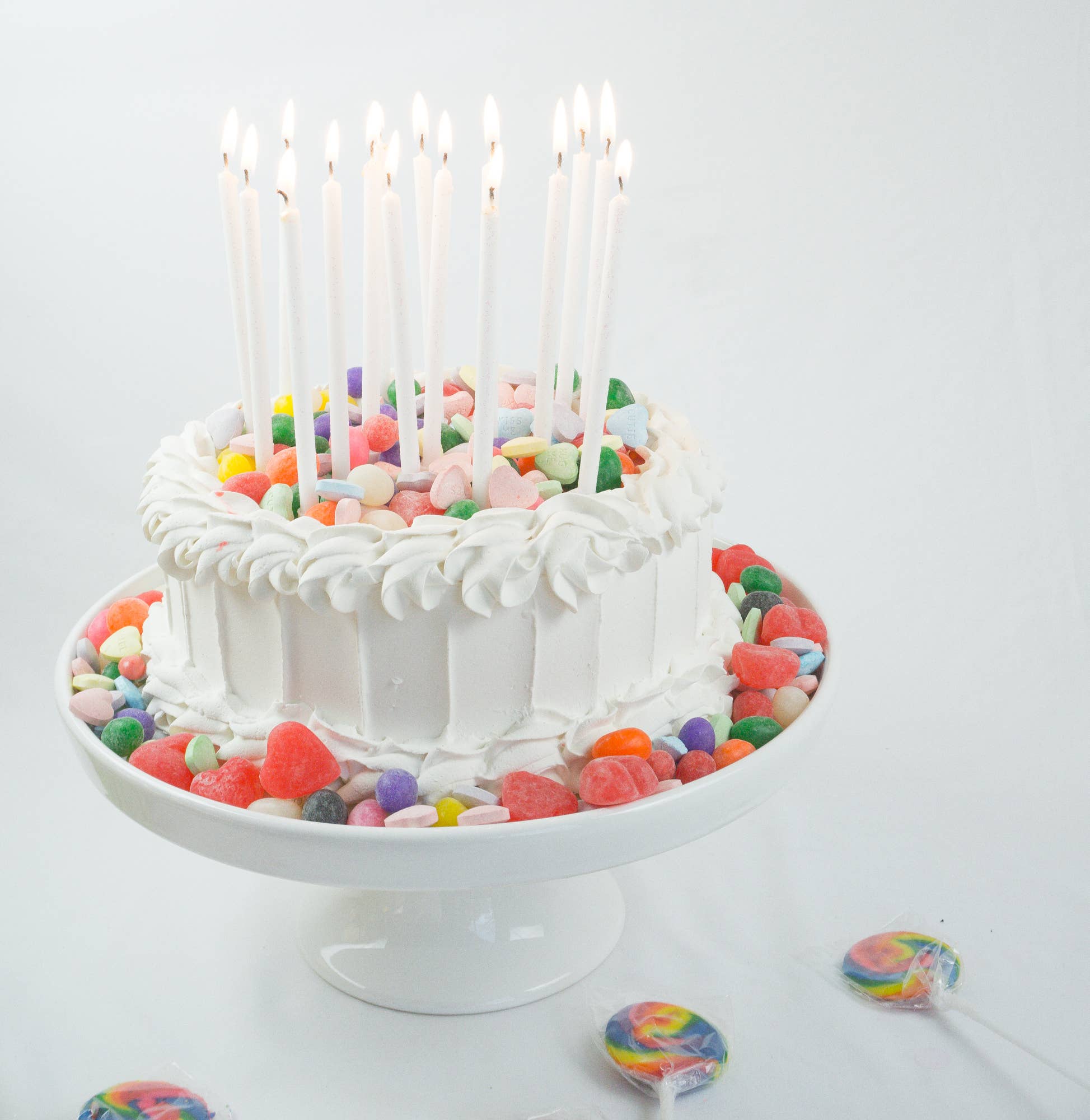 Tall White Glitter Birthday Candle Set - 16 pack