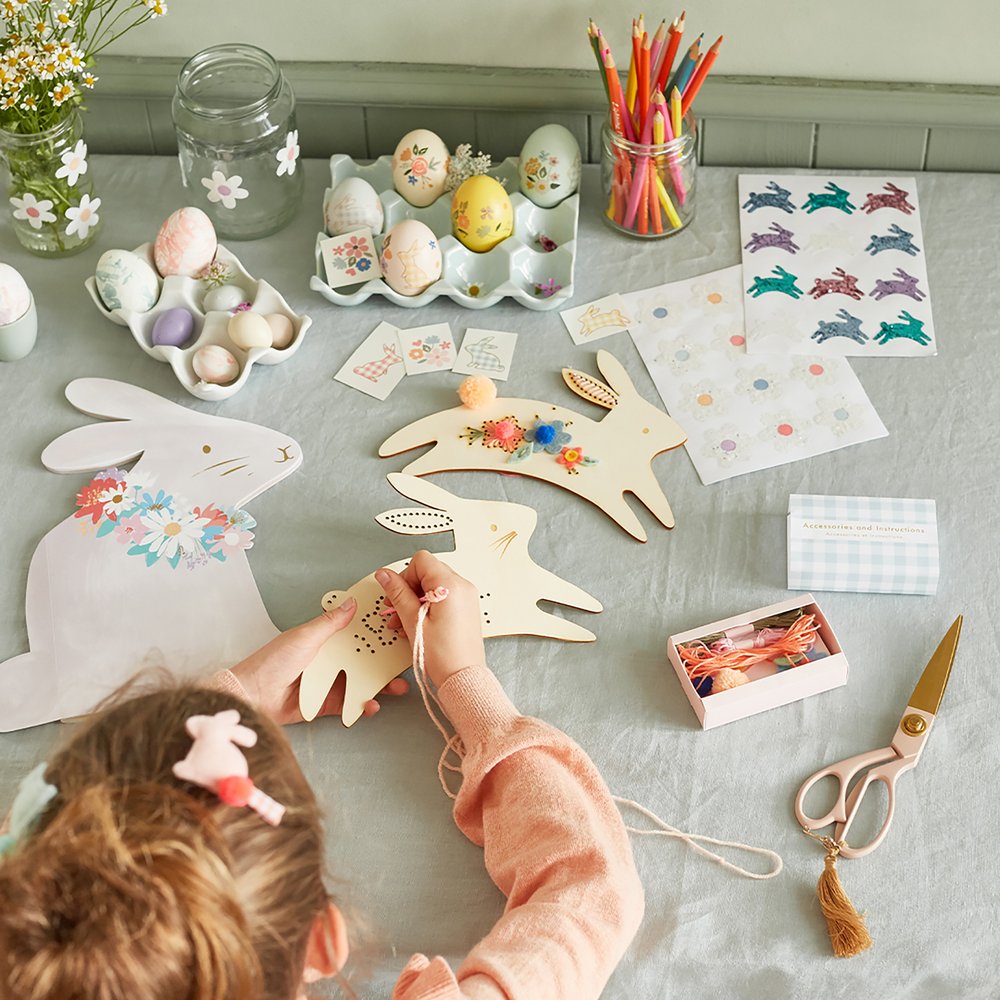 Wooden Spring Bunny Embroidery Activity Kit