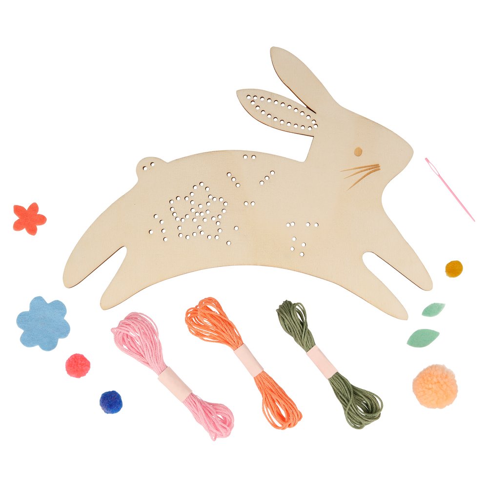 Wooden Spring Bunny Embroidery Activity Kit