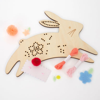 Wooden Spring Bunny Embroidery Activity Kit