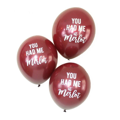 'You Had Me at Merlot' Burgundy Latex Balloons - 3pk