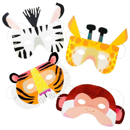 Party Animal Safari Assorted Paper Masks - 8pk