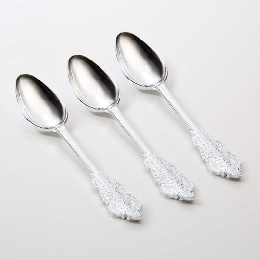 Venetian Design Silver Premium Plastic Spoons - 20pk