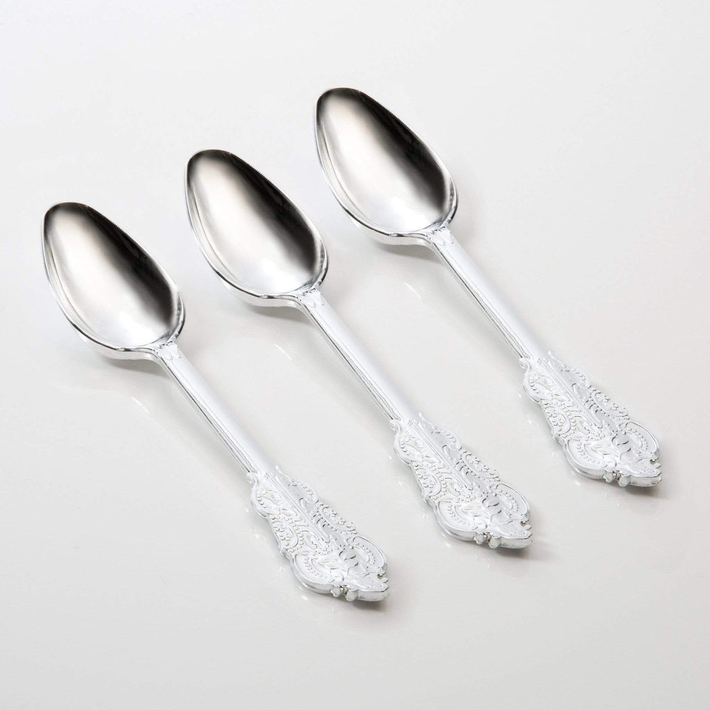 Venetian Design Silver Premium Plastic Spoons | 20 Spoons