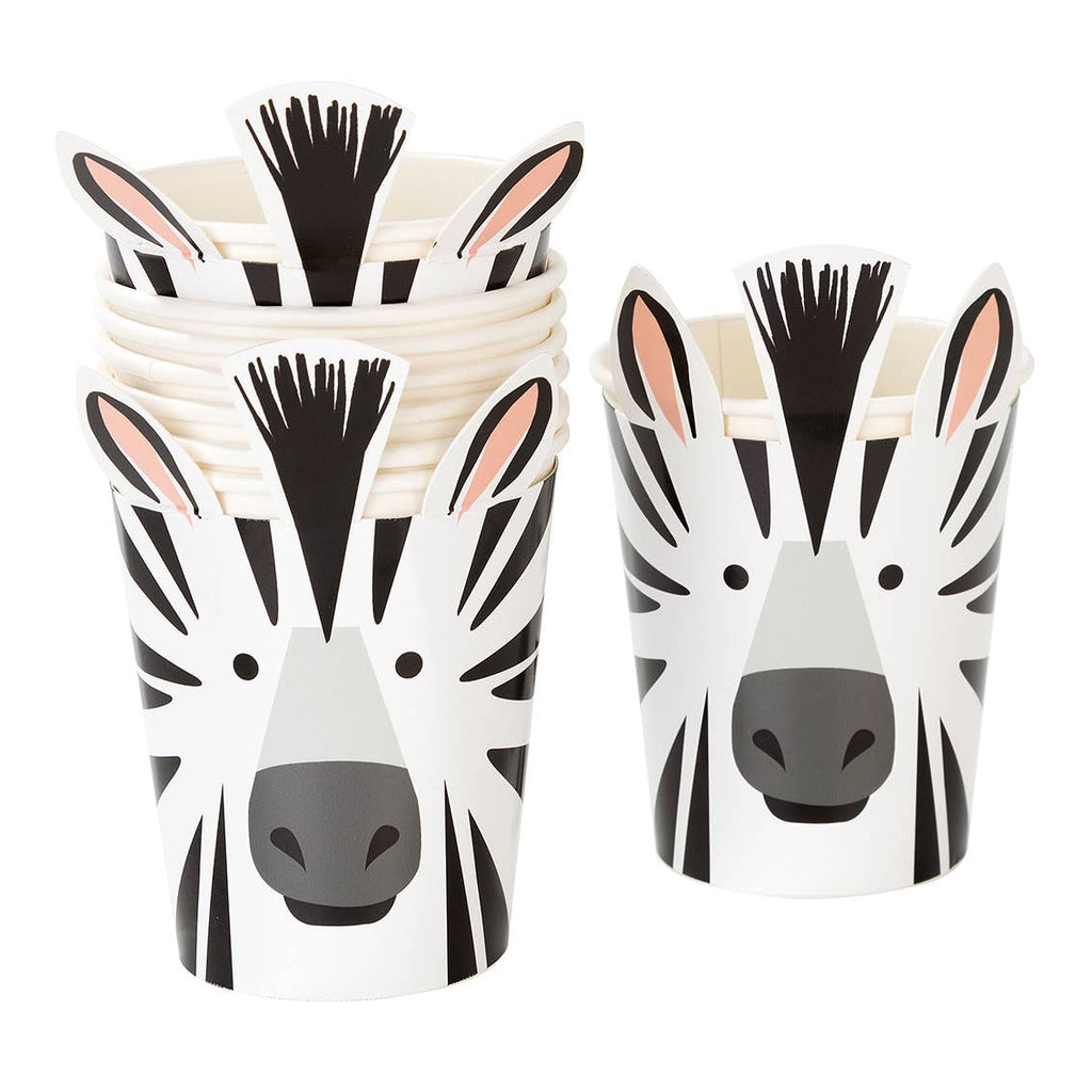 Safari Party Animals Zebra Cups - 8 Pack