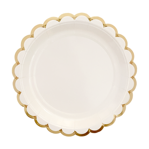 Paper Plates - White & Gold Scallop (Small)