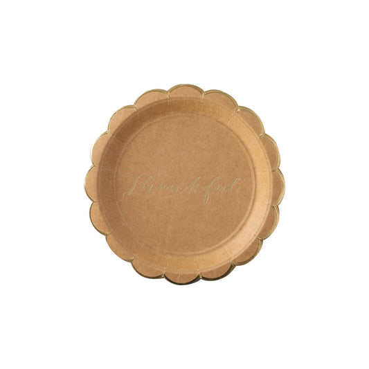 Harvest Scalloped 'Thankful' Kraft Paper Plates - 8pk