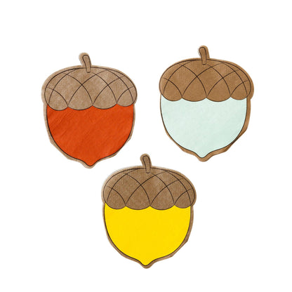 Harvest Acorn Shaped Assorted Cocktail Napkins - 24pk